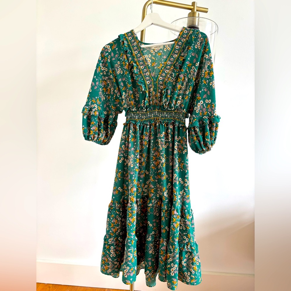 Floral Ruffle Tiered Midi Dress